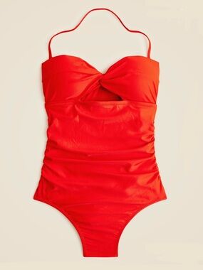 J.Crew Gemma ruched bandeau cutout one-piece